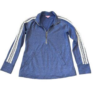 Lilly Pulitzer Popover Lattice Print Sleeve Blue XS